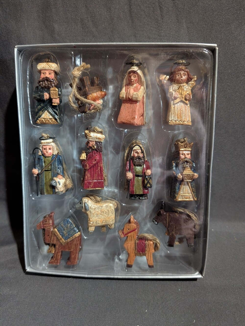 Gisela Graham Christmas Nativity Scene Wooden Tree Decorations x 12